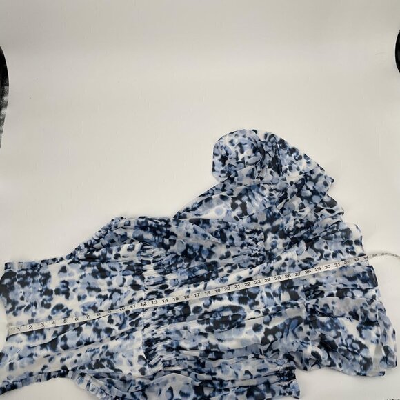 Eliza J Blue Watercolor Animal Print Long Sleeve Cold Shoulder Dress Womens 8 - Picture 11 of 11